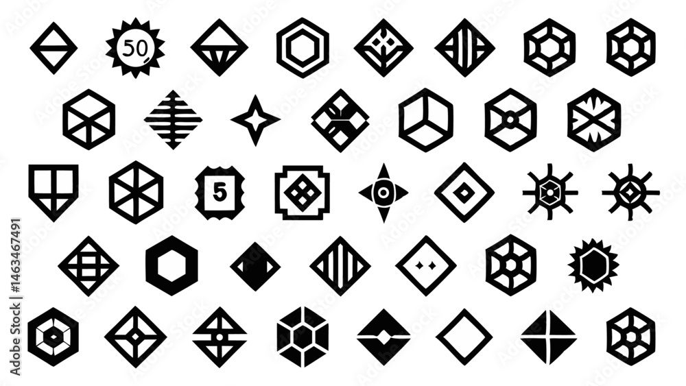 Aufkleber creative geometric line-based decorative elements in a flat style that enhance visual appeal in mode