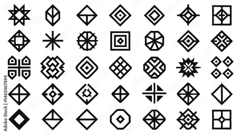 Poster minimal flat geometric decorative line designs perfect for use in presentations websites graphic pro
