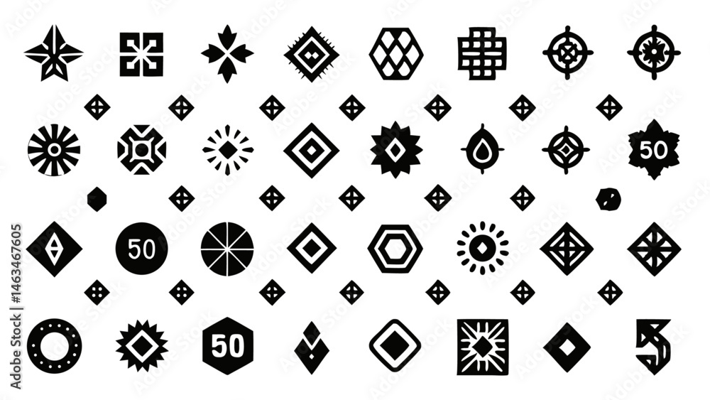 Poster geometric decorative flat style elements with clean lines suited for digital creatives web visuals p