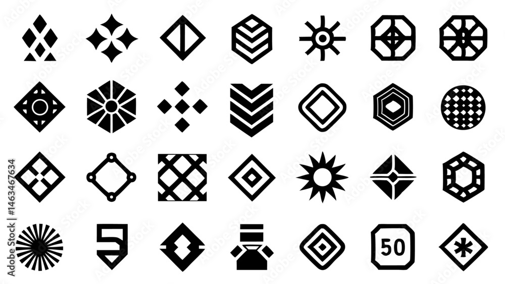 Poster versatile geometric decorative flat design elements with linear aesthetics ideal for use in social m