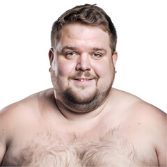 Obraz premium Fat overweight redhead Caucasian man on a transparent background