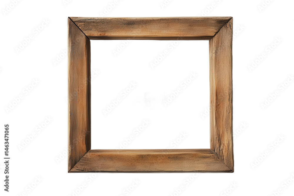 Poster a rustic wooden frame with a black background and a central blurred white object inside it