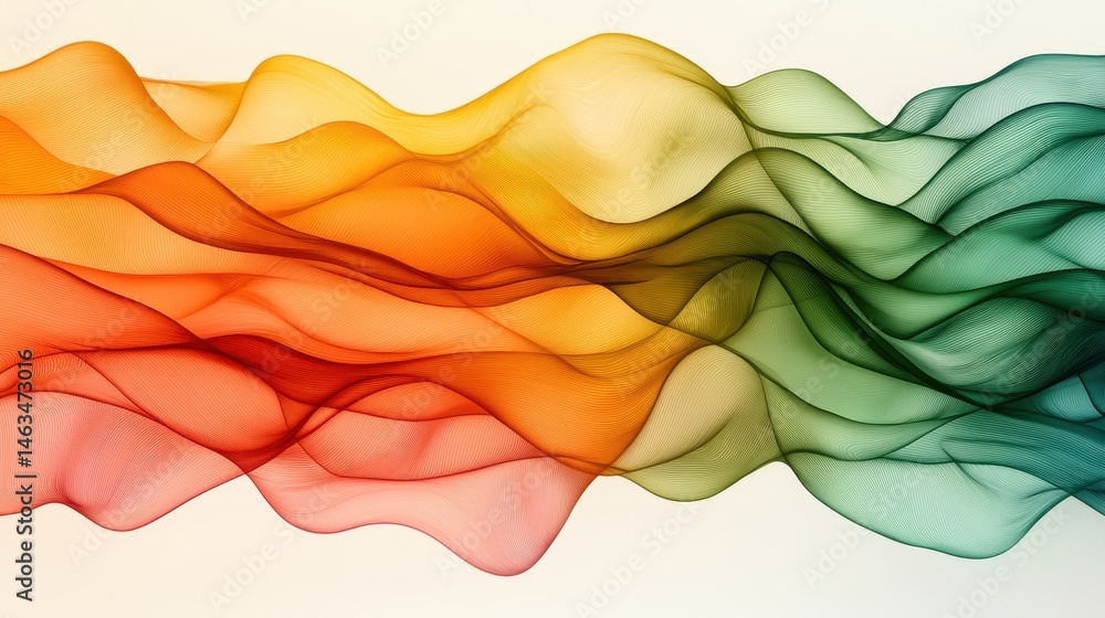 Aufkleber abstract illustration of colorful, flowing waves. warm oranges and reds transition to cool greens, c