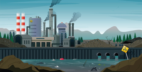 Industrial factories discharge wastewater into rivers and canals.