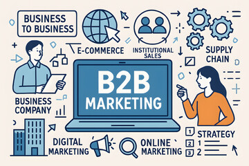 Social network concept with business icons and infographic elements presents a template for web design and data presentation