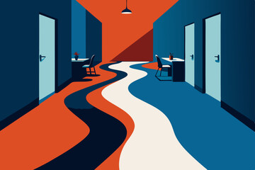 liquid office where walls ripple when touched 