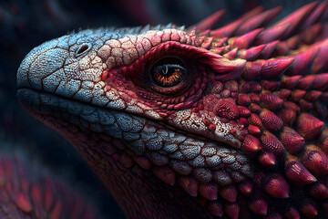 Fototapeta premium Close-up view of a fantastical lizard-like creature.