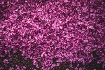 Obraz premium A profusion of delicate pink flower petals covering the ground.