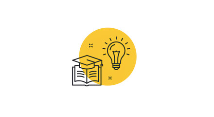 Graduation Cap on Book with Lightbulb - Knowledge and Inspiration