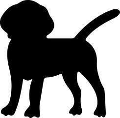 Dog icon in flat style. Pet, animal, tail, barking, purring, guard, isolated on transparent background
