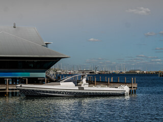 Fototapeta premium Pirelli Tecnorib 42 Moored Next To Brewery Wharf