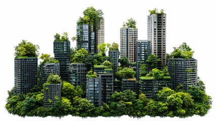 Fototapeta premium Green Cityscape: Lush Vegetation on Modern Buildings
