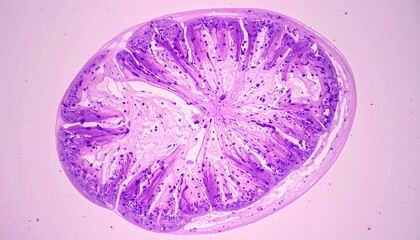Microscopic Cross-Section of Colon: Histology Image for Medical Professionals