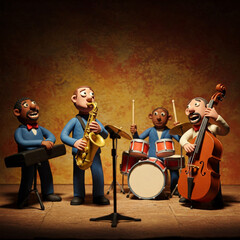 Fototapeta premium clay figure jazz performance 