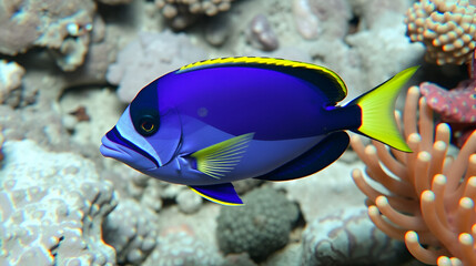 Purple tang or yellowtail surgeonfish (Zebrasoma xanthurum) undersea, Red Sea, Egypt, Sharm El Sheikh, Montazah Bay