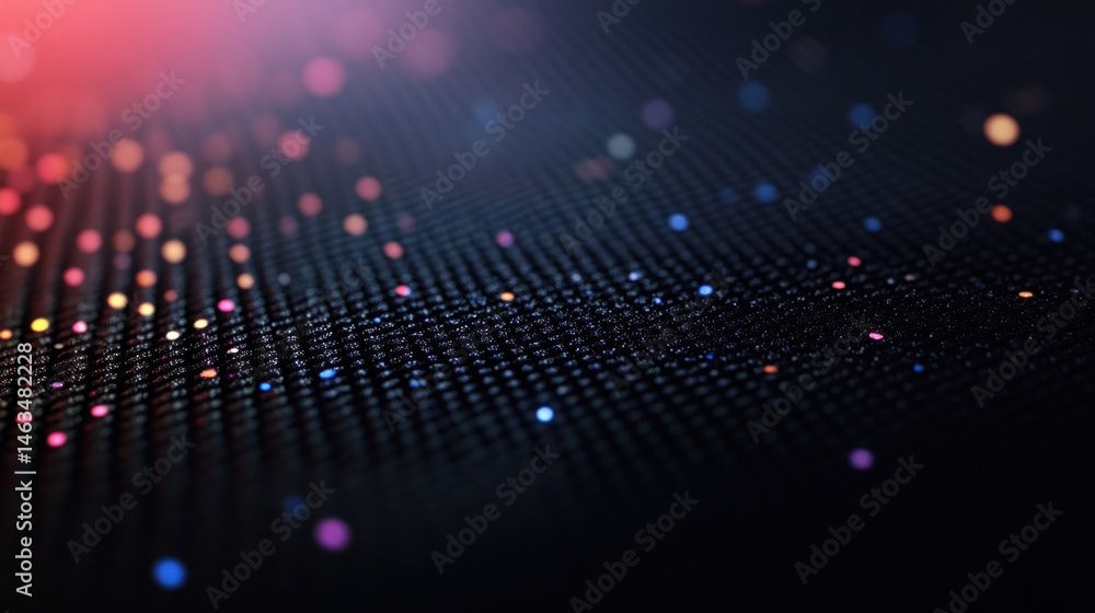 Poster abstract digital technology network surface with vibrant bokeh effects