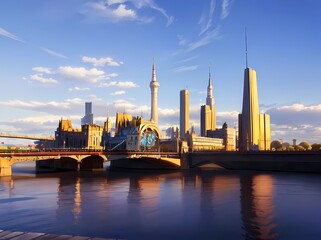 Naklejka premium london skyline at sunset