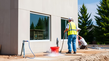 Fototapeta premium building cleaner on site
