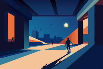 midnight skate jam in a parking garage pulsing 