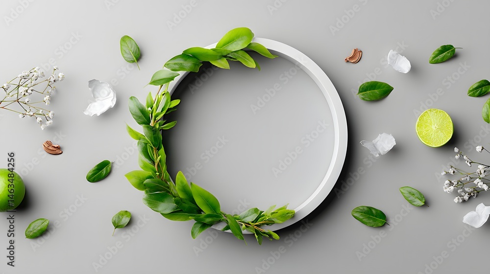 Poster against a clean background, an upward-pointing arrow in green symbolizes progress in the circular ec
