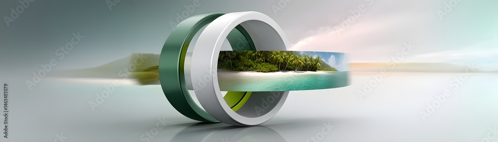 Poster in a symbolic representation of circular economy principles, an upward green arrow highlights progre