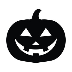 Halloween pumpkin with a scary carved face, isolated on white