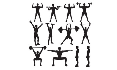 Fitness gym silhouettes