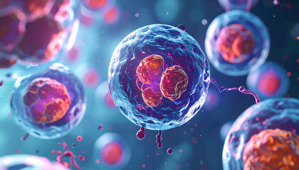 Naklejka premium Stunning Microscopic View: Cell Division & Cellular Processes