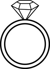 Diamond ring icon in line. isolated on transparent background