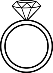 Diamond ring icon in line. isolated on transparent background