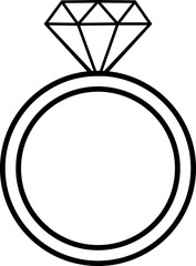 Diamond ring icon in line. isolated on transparent background