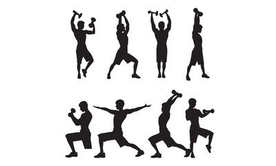 Fitness gym silhouettes