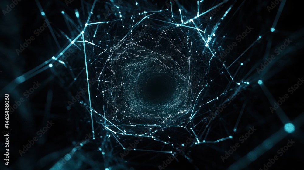Poster abstract network tunnel data connection artificial intelligence and futuristic technology