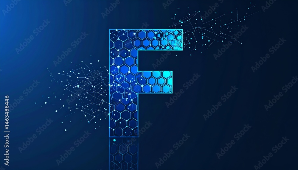 Poster a stylized blue letter 