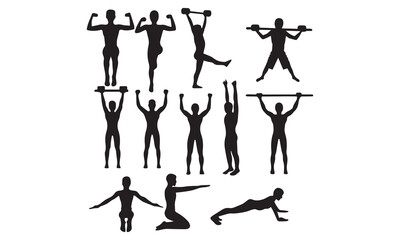 Fitness gym silhouettes
