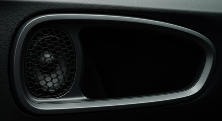 Fototapeta premium Close Up Car Audio Speaker Honeycomb Grille - High-quality car audio speaker, honeycomb grille design, modern automotive interior, premium sound system, elegant detail
