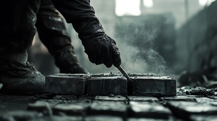 Worker Handling Hot Metal Ingots in Industrial Setting