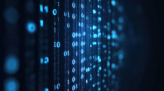 Abstract binary code stream digital data flow background