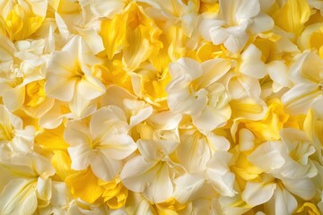 Close-up view of many yellow and white flower petals.