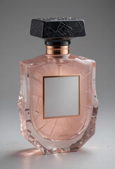 Elegant Rose Quartz Perfume Bottle – Cosmetic Product Photography.