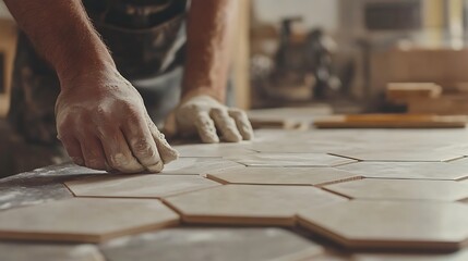 Craftsman Arranging Hexagonal Tiles