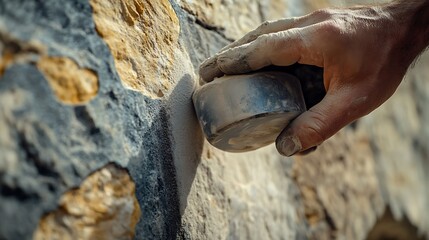Climber's Hand Gripping a Rock Hold