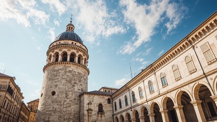 Fototapeta premium Dubrovnik Bell Tower Majestically Stands on Luza Square, Croatia