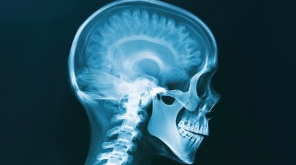 Medical X-Ray Image: A Detailed View of the Human Skull and Brain