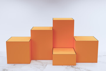 Obraz premium Gold box arrangement for product display, for example beauty products, skin care, smartphone products, technology, gadgets, food or expensive bags.