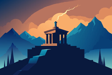 office atop mount olympus with thunder outside 