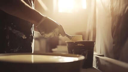 Potter's Hand Shaping Clay on a Pottery Wheel
