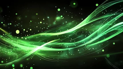 Handdoek met foto Meisjeskamer Glowing green energy waves abstract background of vibrant futuristic technology and nature inspired design  © Mochamad