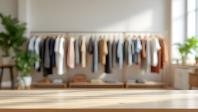 Minimalist clothing rack with stylish apparel and natural light ambiance - Powered by Adobe