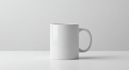 Obraz premium White Coffee Mug Mockup - A clean of a blank white coffee mug on a white surface, perfect for showcasing your design or branding